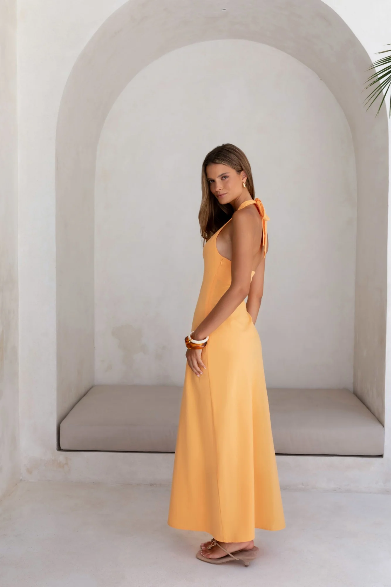 Dreamy Silhouette Halter Maxi Dress Orange Sorbet - Image 9