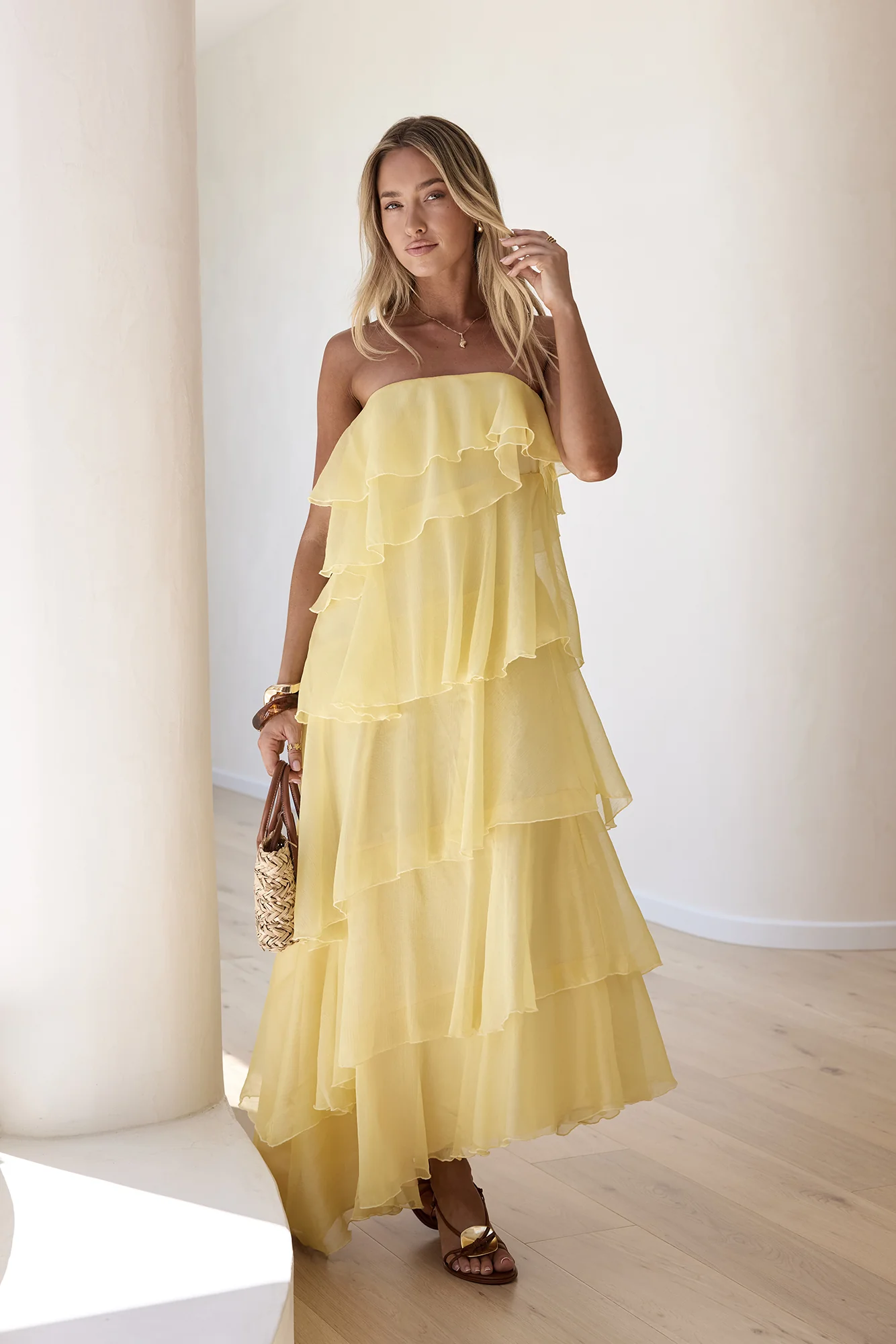 Drop Of Sun Strapless Maxi Dress Yellow - Image 3