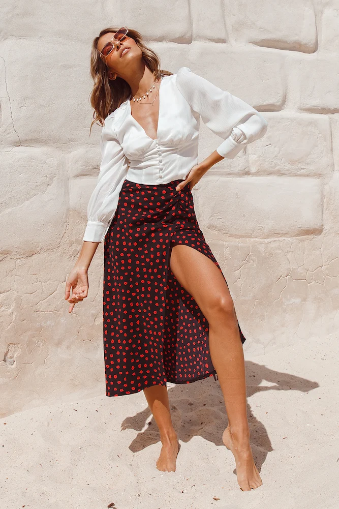 El Romance Midi Skirt Black - Image 4
