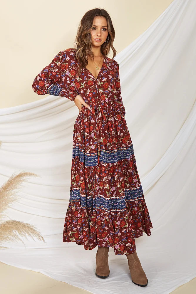 Fairy Wings Maxi Dress Maroon - Image 4
