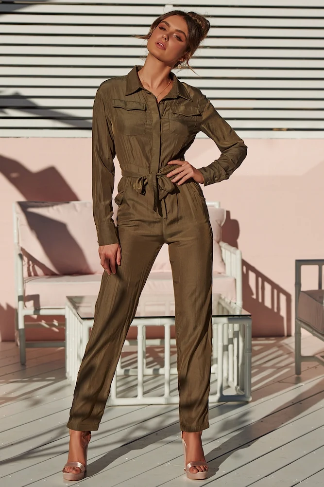 Find Your Fortune Jumpsuit Khaki