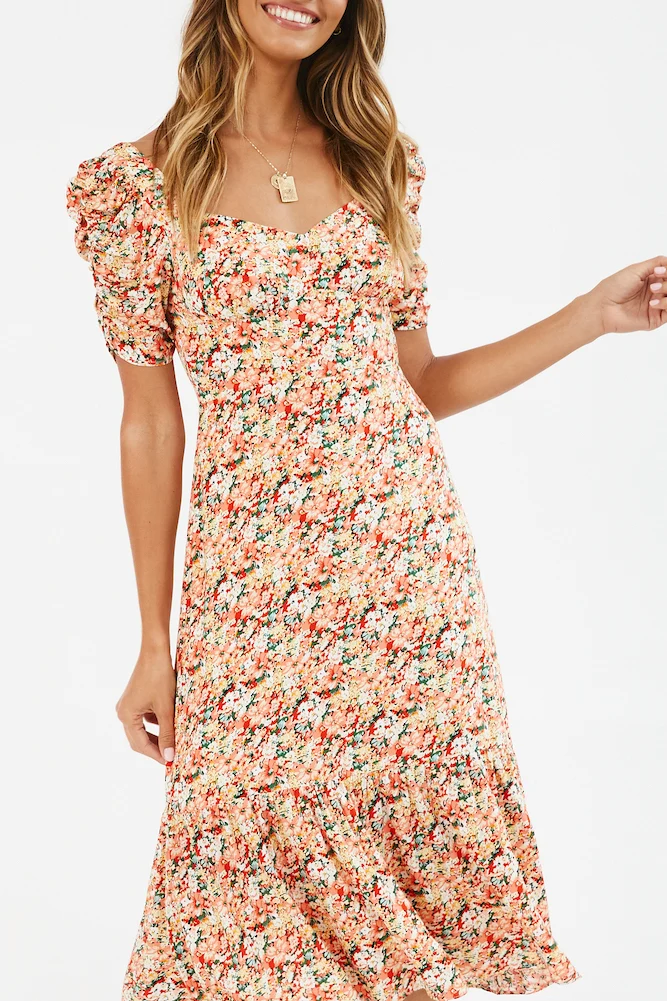 Floral Cascade Midi Dress - Image 8