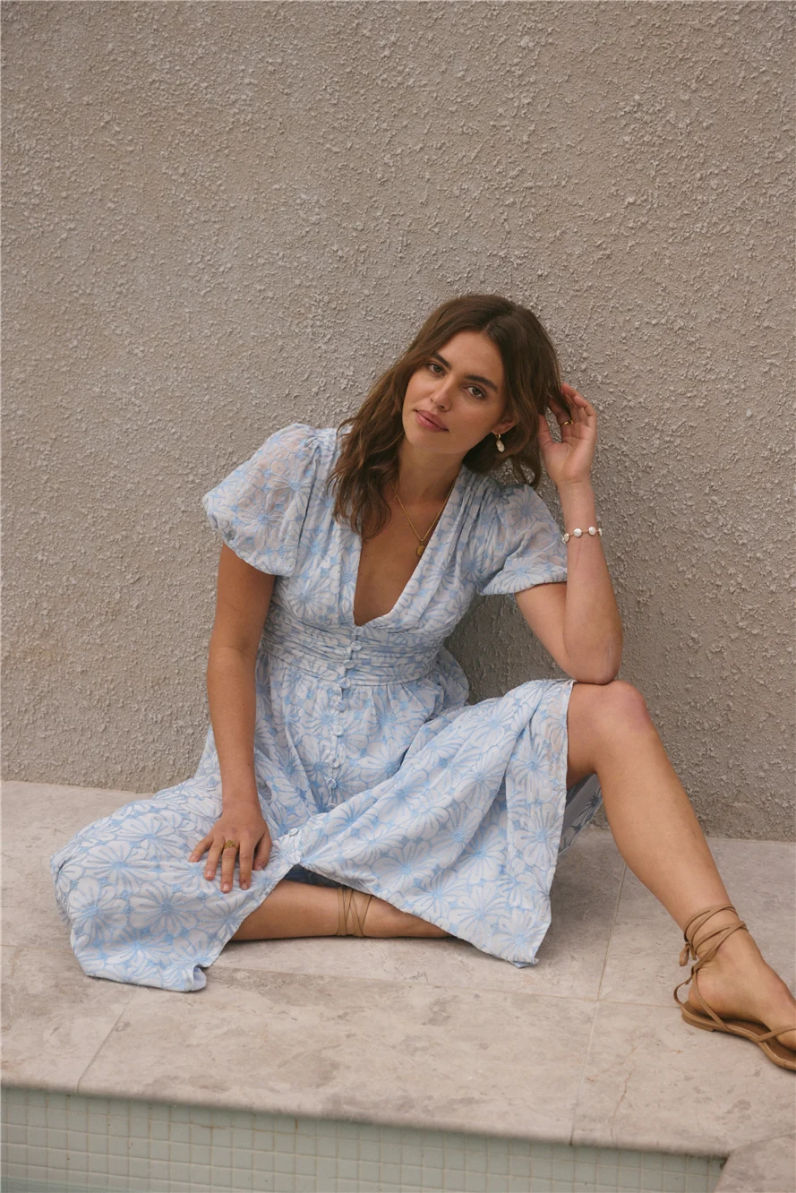 Floral Dreams Maxi Dress Blue - Image 6