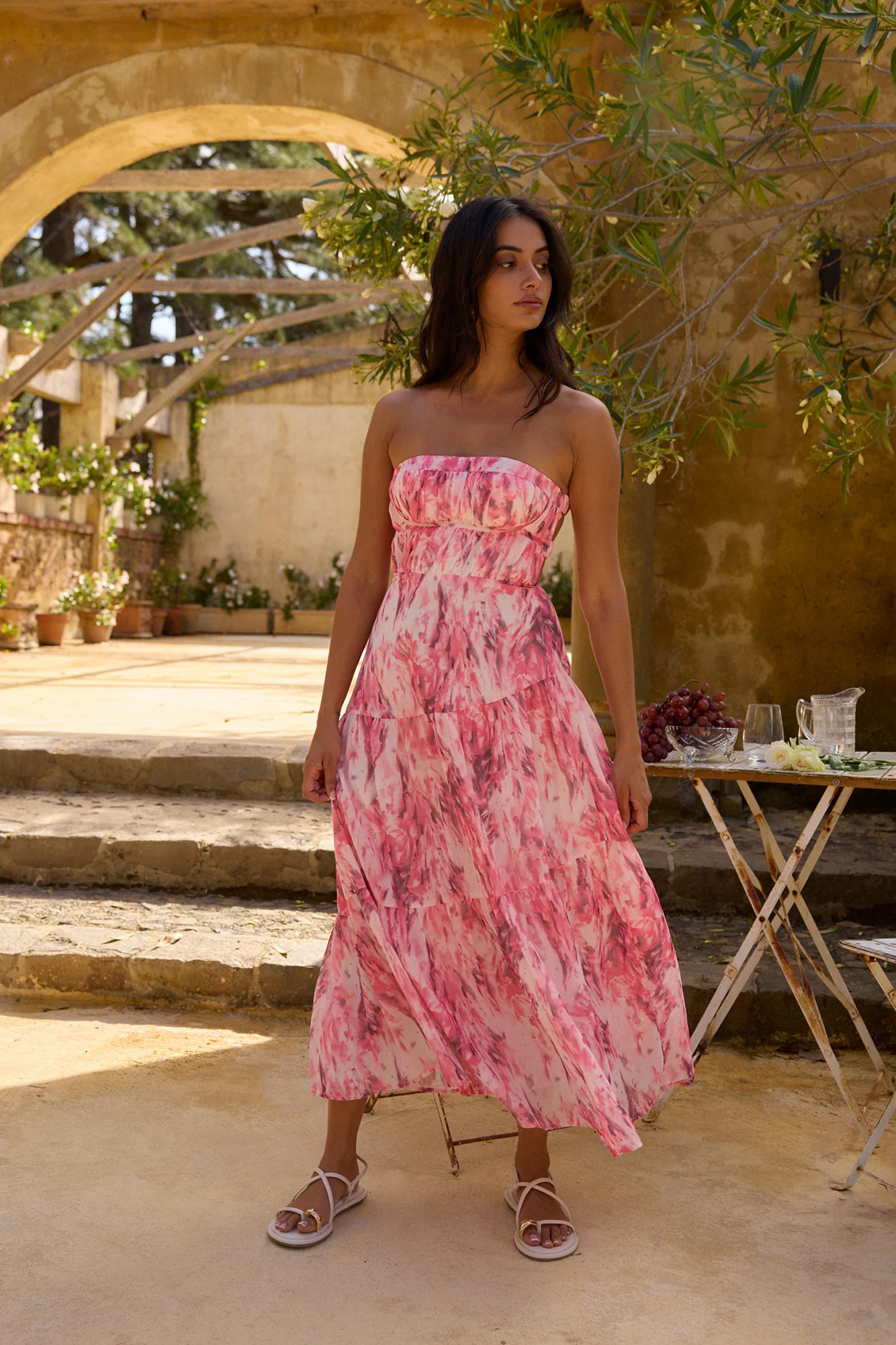 Floral Dreams Strapless Maxi Dress Pink - Image 6