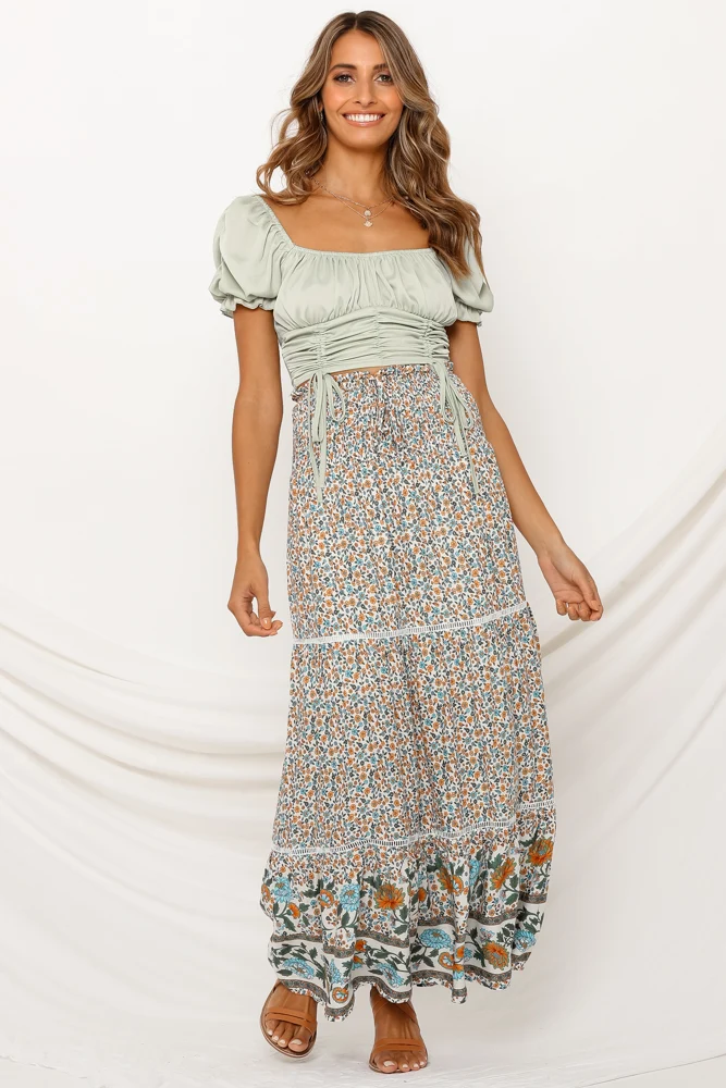 Floral Motif Maxi Skirt - Image 3