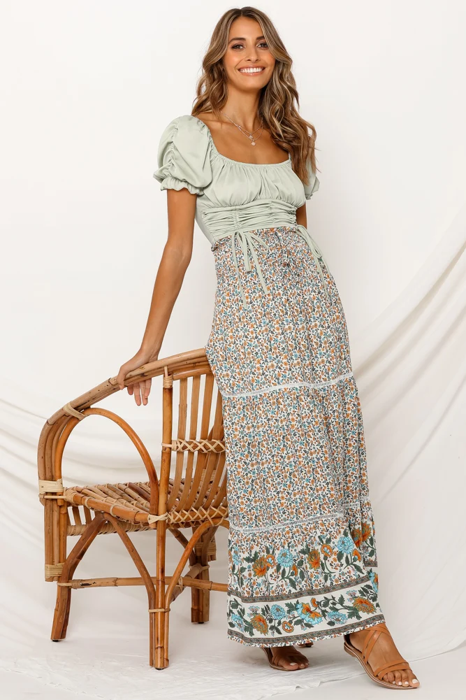 Floral Motif Maxi Skirt - Image 4