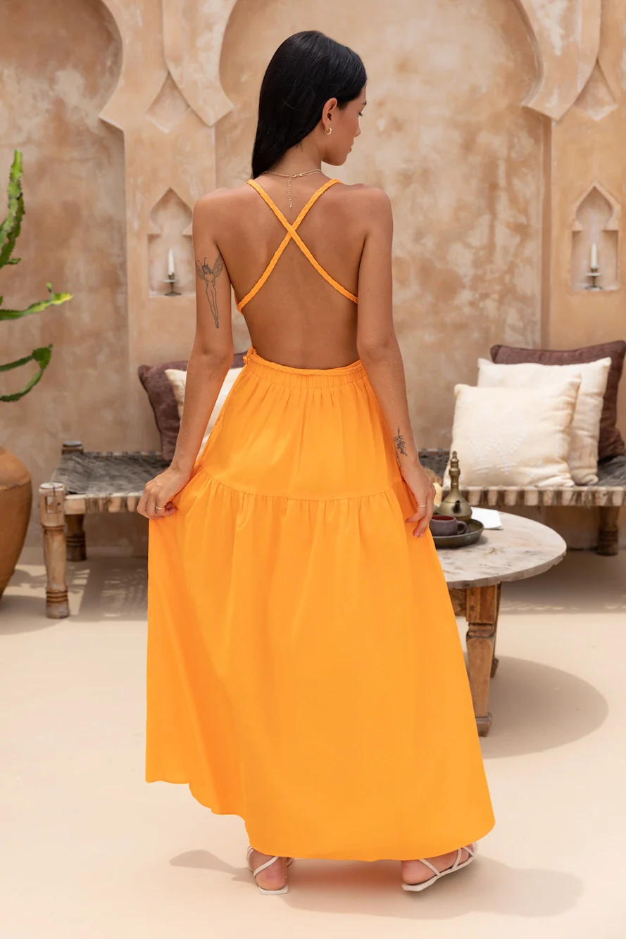 Flying Home Maxi Dress Orange - Image 4