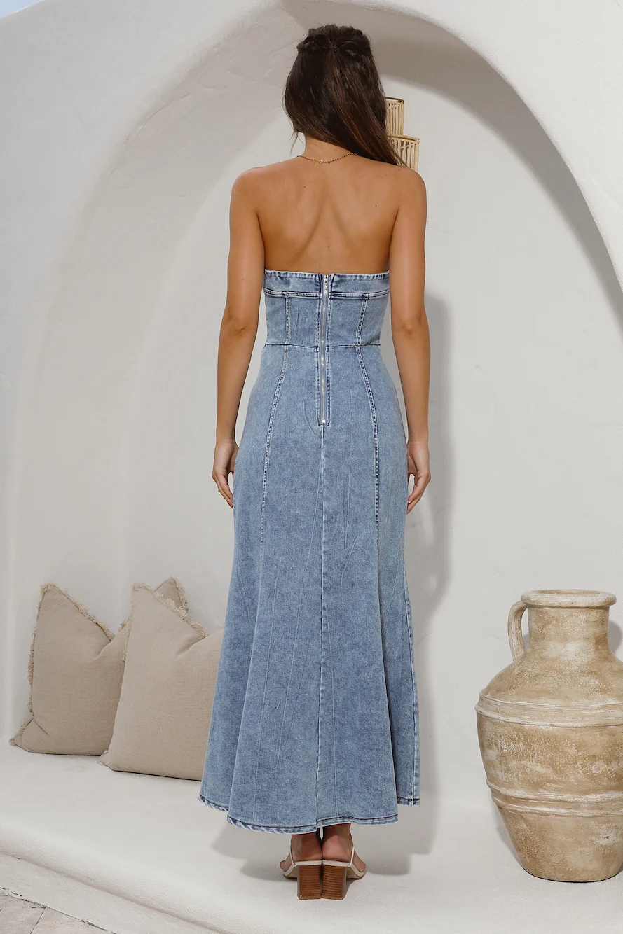For The Record Maxi Dress Denim - Image 6