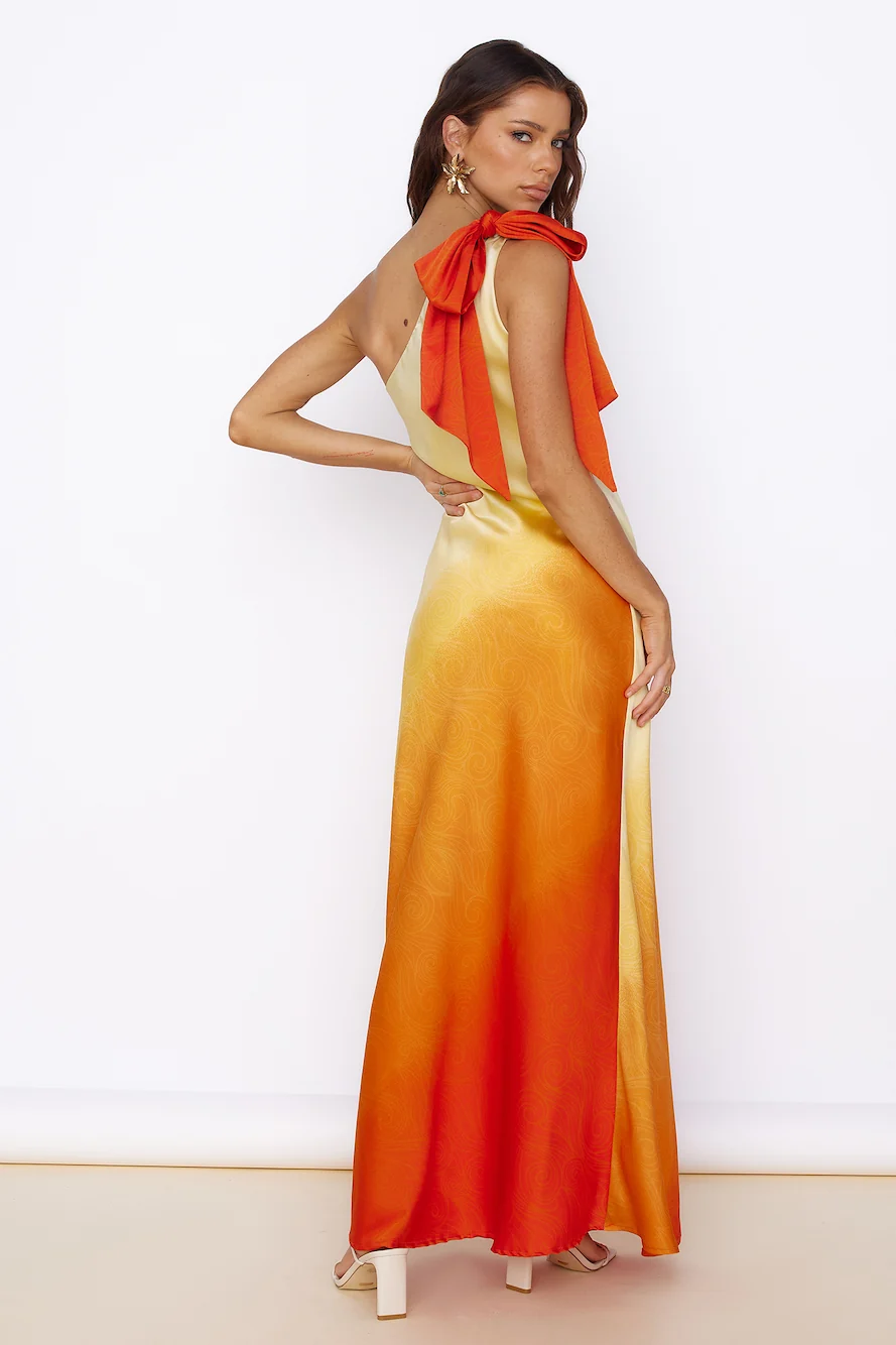 Forever Sunshine Satin Maxi Dress Orange - Image 5