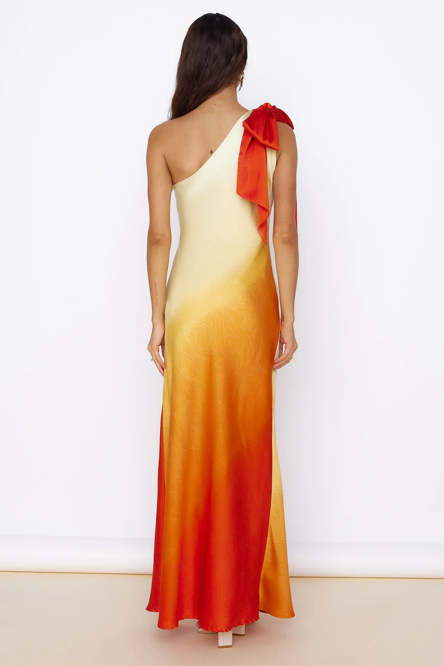 Forever Sunshine Satin Maxi Dress Orange - Image 6