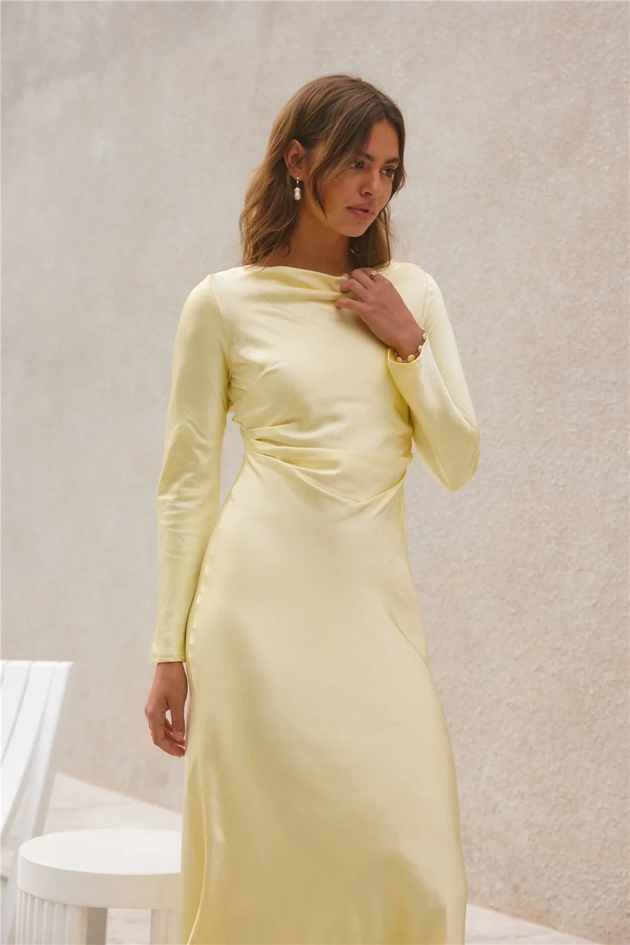 Forget Me Not Satin Maxi Dress Butter - Image 7