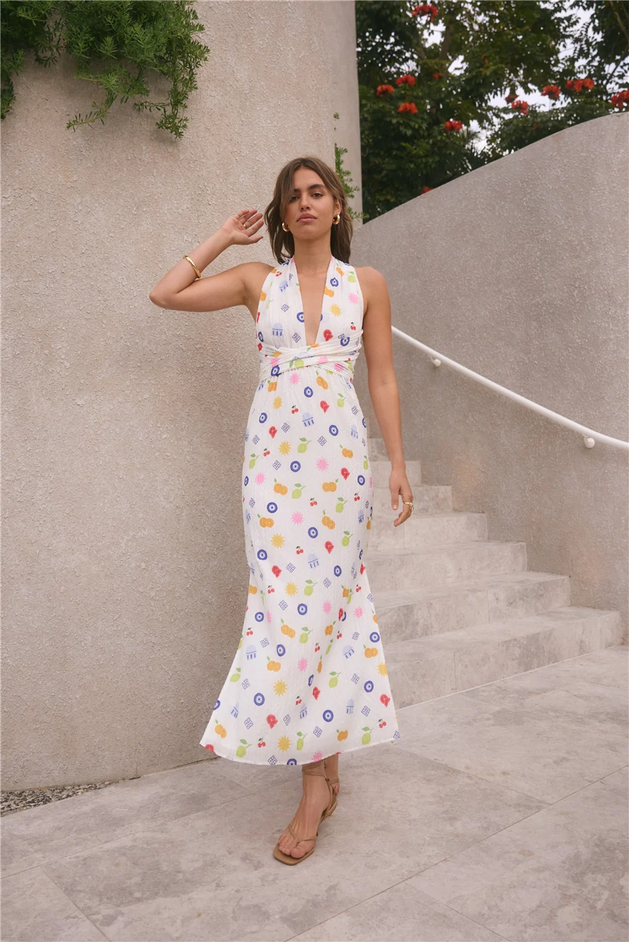 FORTUNATE ONE Marici Maxi Dress Santorini Print - Image 12