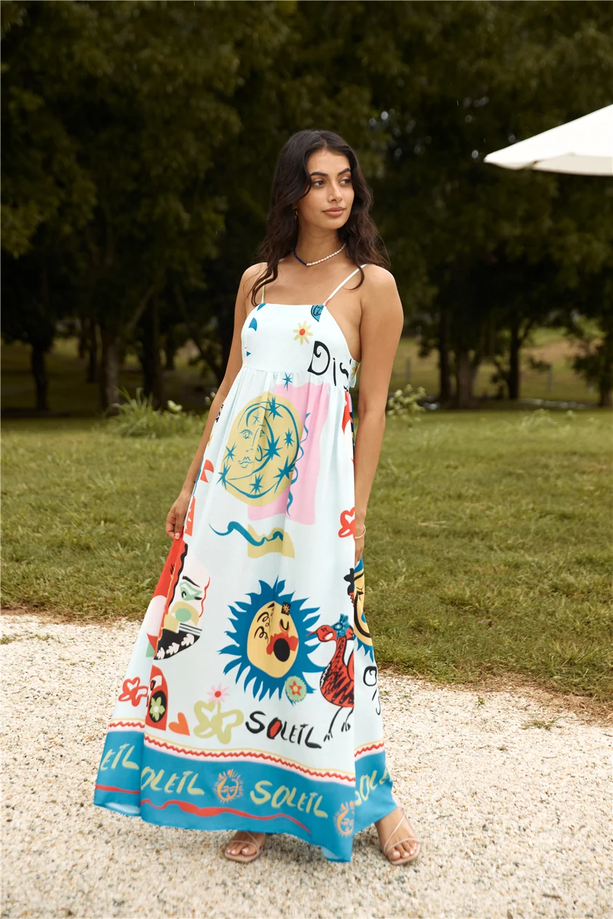 French Sunrise Maxi Dress Blue - Image 6