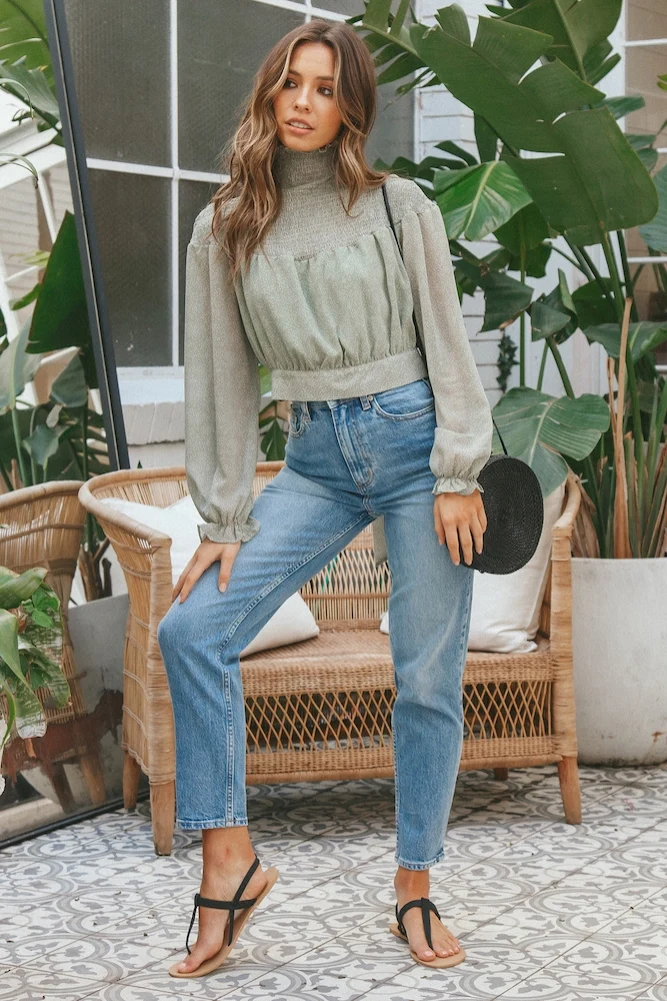 Frozen Pines Crop Top Green - Image 3