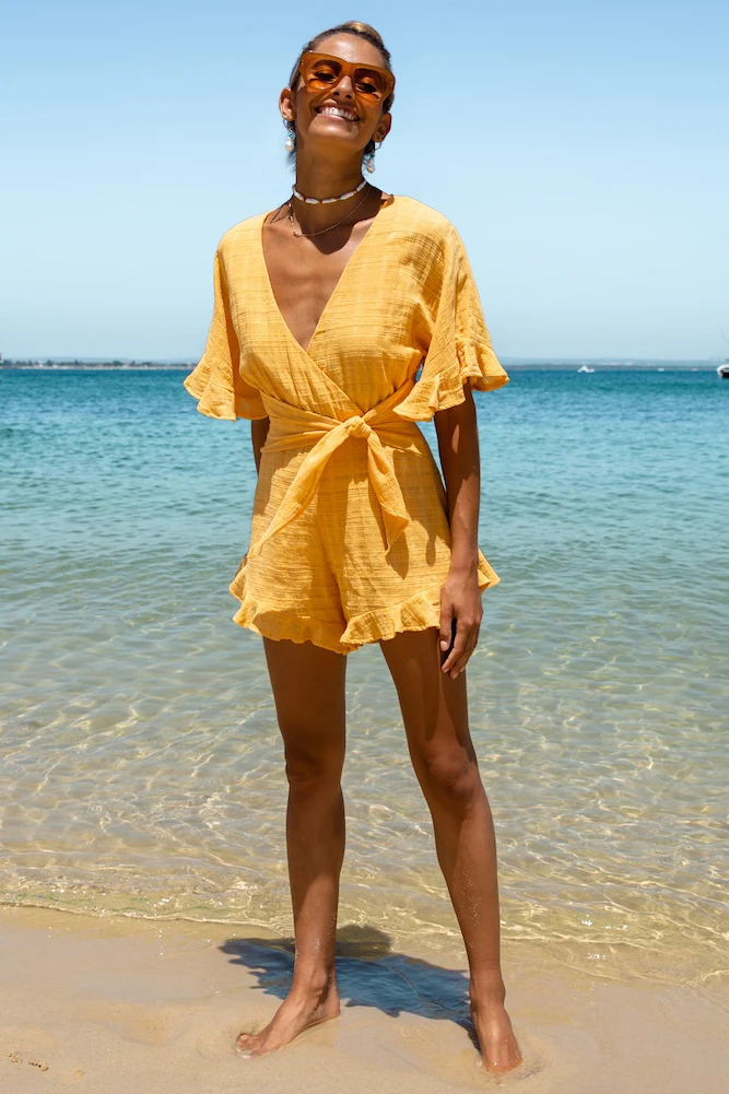 Girl Front Romper Mustard - Image 5
