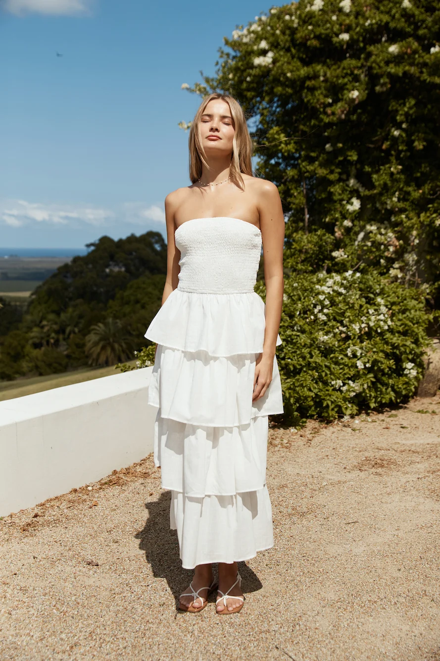 Glass Slipper Strapless Maxi Dress White - Image 3