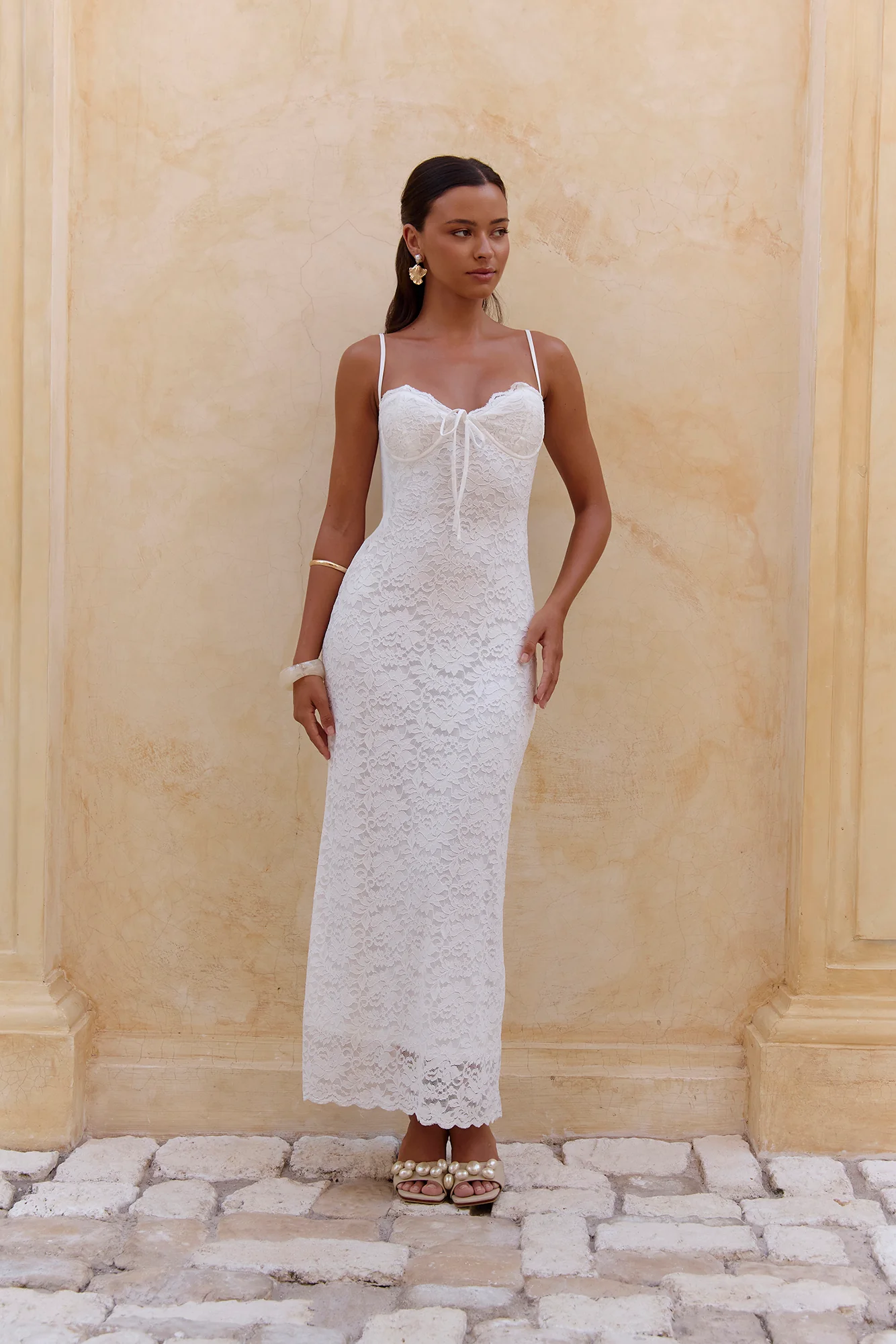 Gloria Lace Maxi Dress White - Image 3