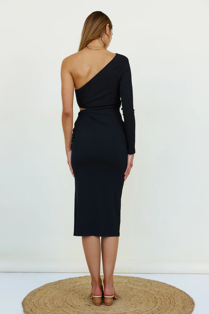 Glowing Crescent Midi Dress Black - Image 5