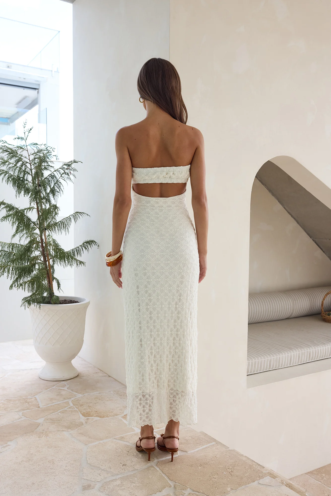 Goddess Blessings Strapless Maxi Dress Cream - Image 2