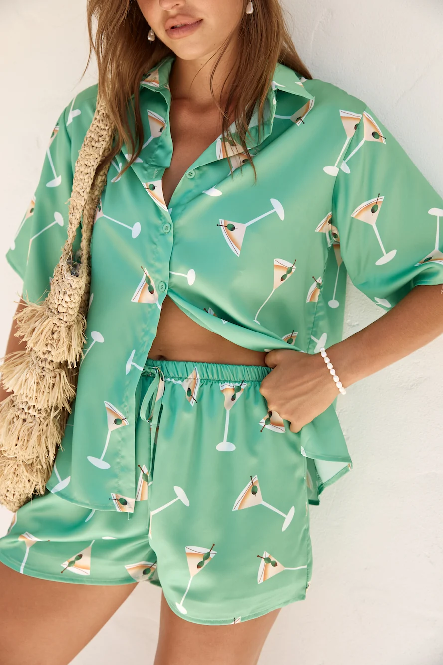 Happy Hour Satin Set Green - Image 3