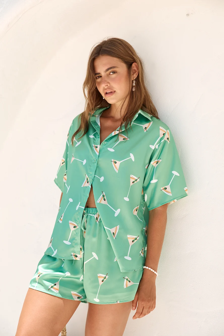 Happy Hour Satin Set Green - Image 4