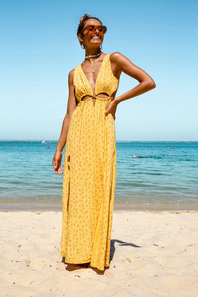 HELLO MOLLY No Other Love Maxi Dress Mustard - Image 4