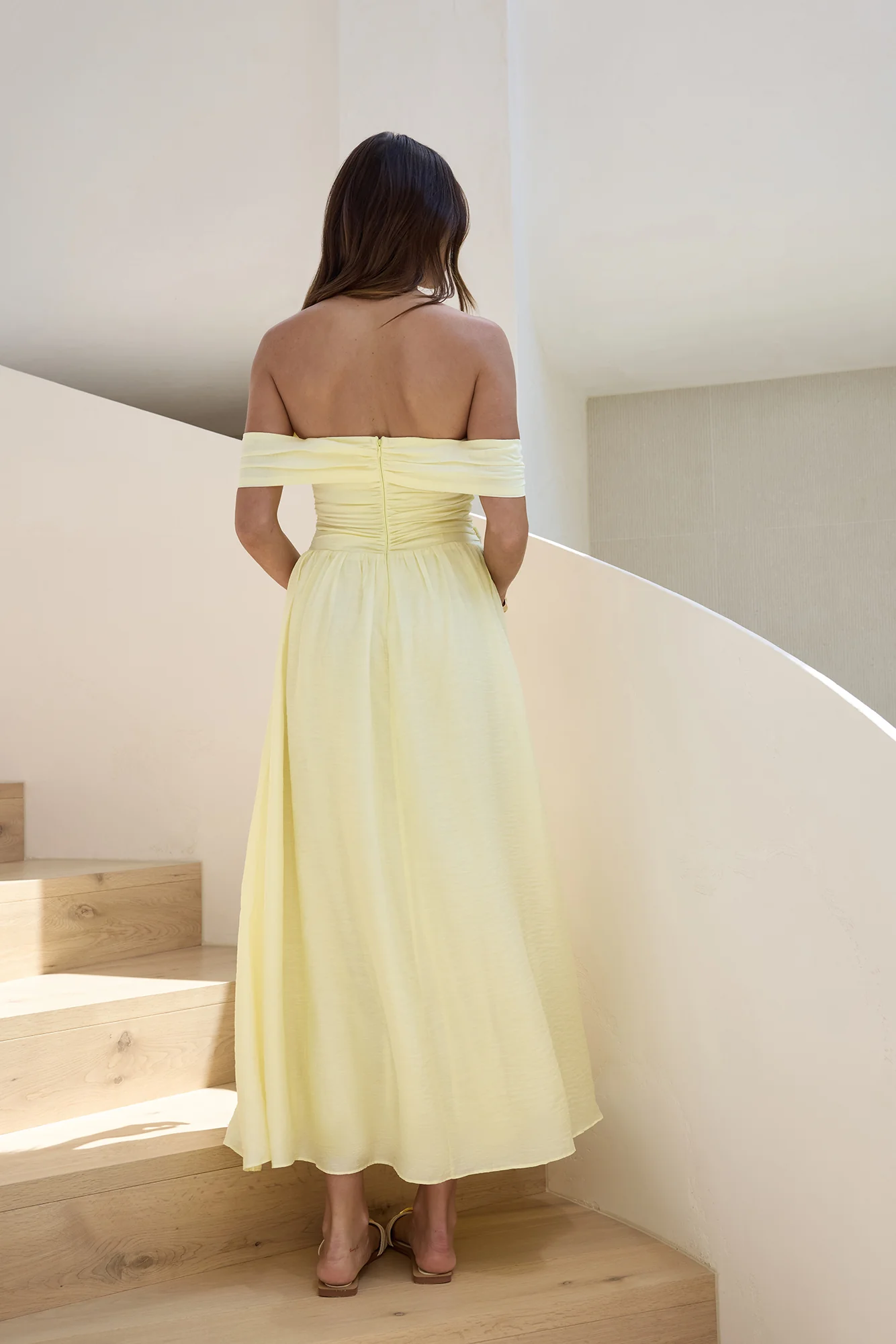Hidden Treasures Off Shoulder Maxi Dress Yellow - Image 2