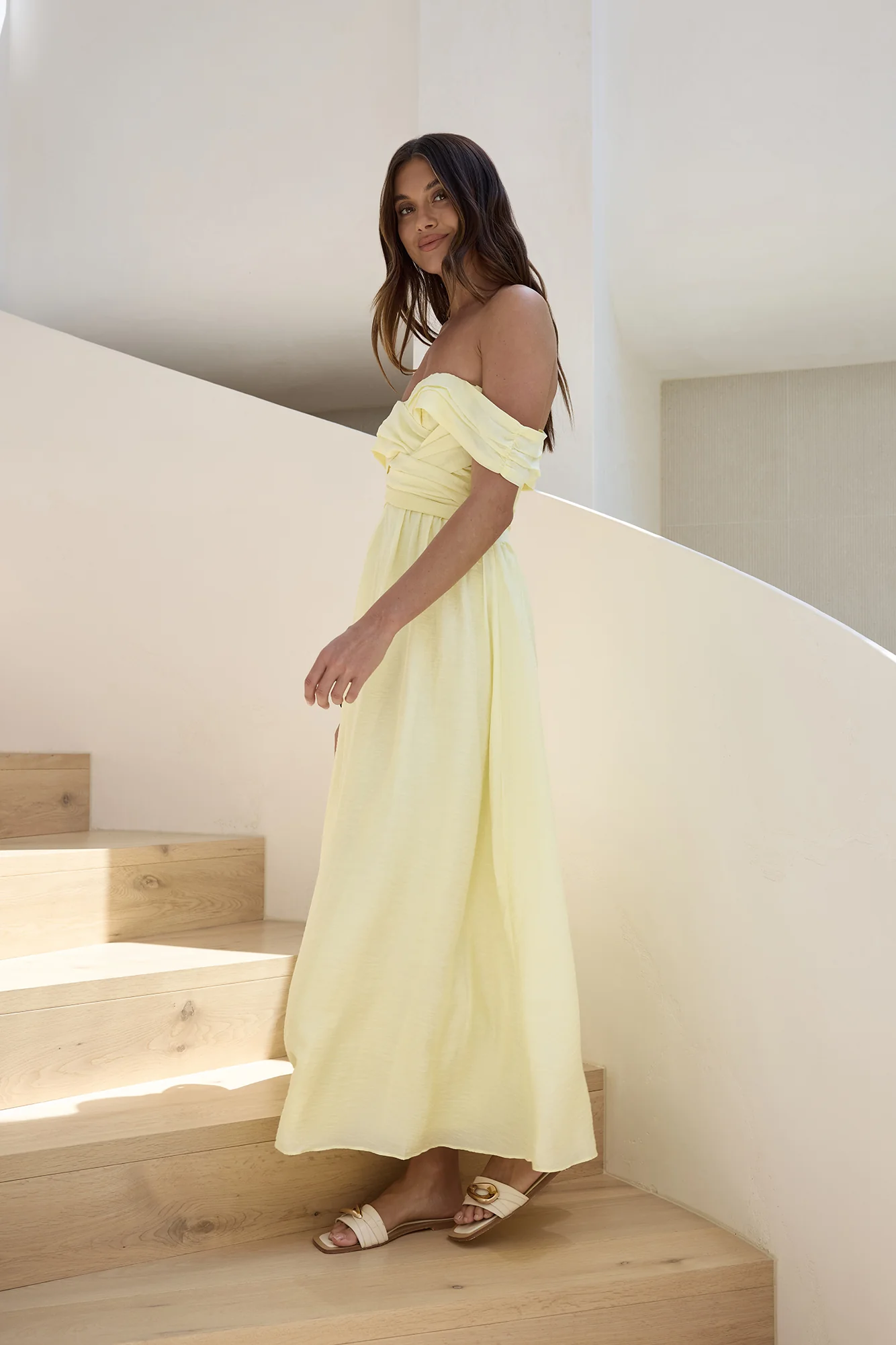 Hidden Treasures Off Shoulder Maxi Dress Yellow - Image 8