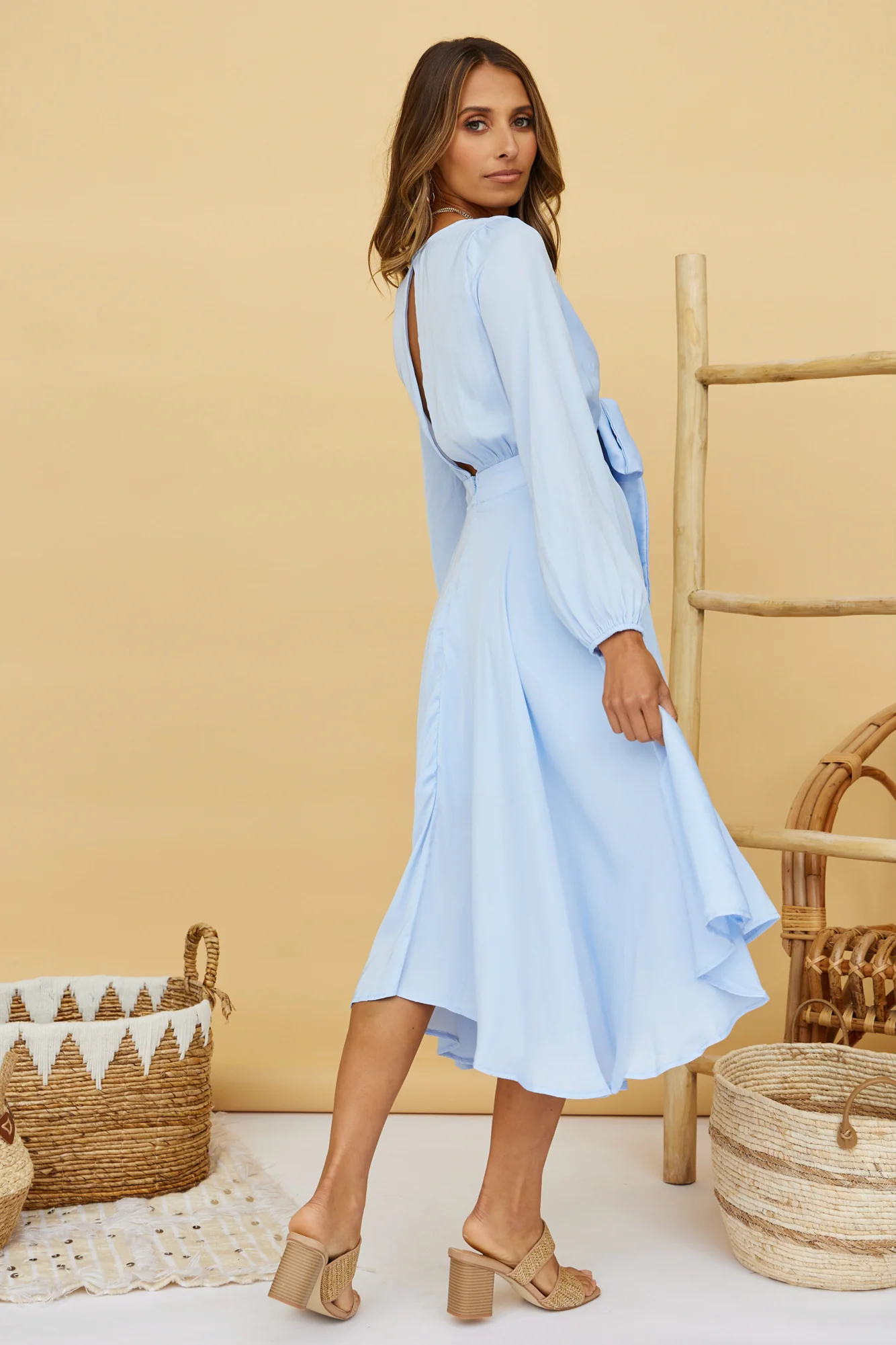 Hiding In The Flowers Midi Dress Blue - Image 6