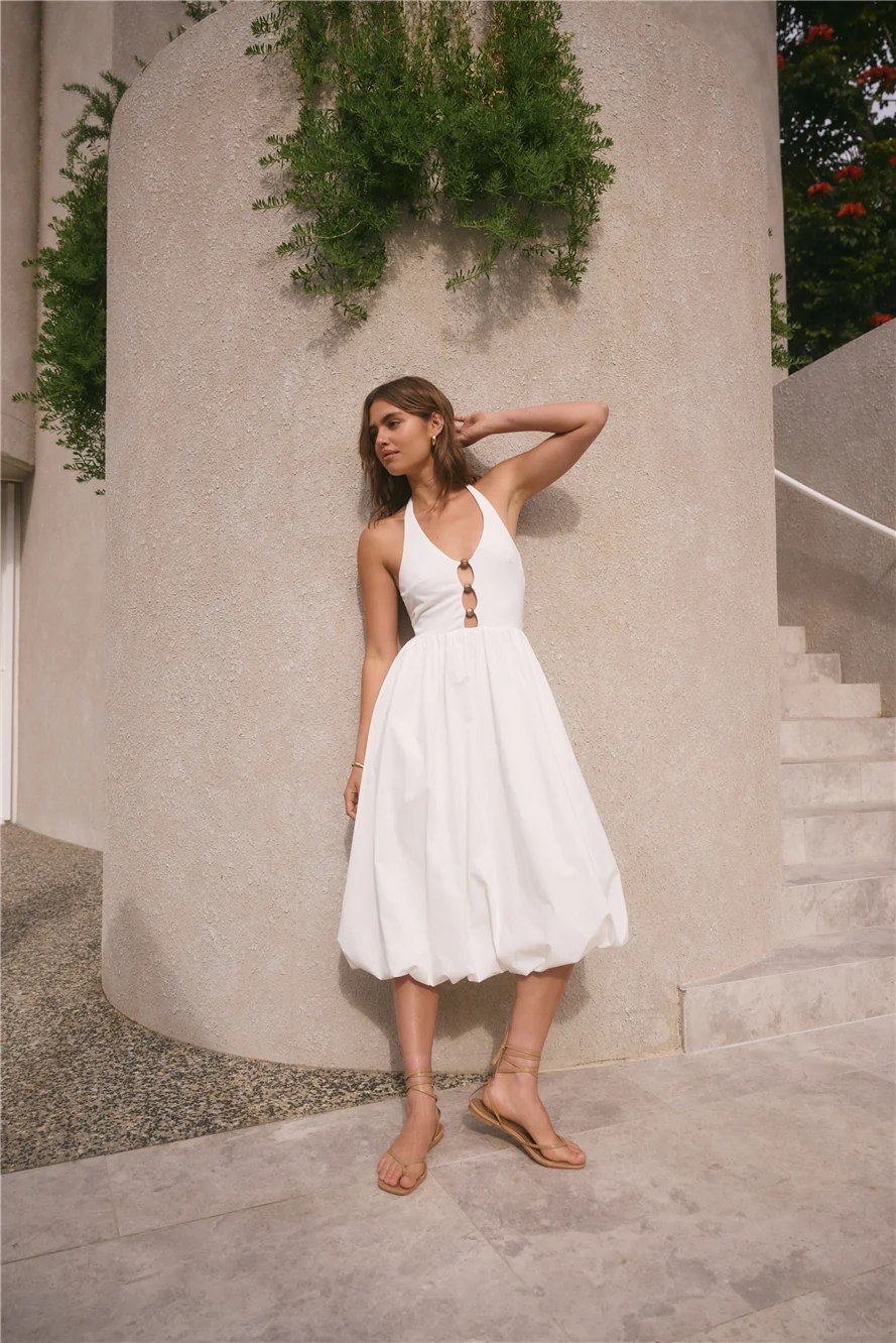 High Tide Halter Midi Dress White - Image 6