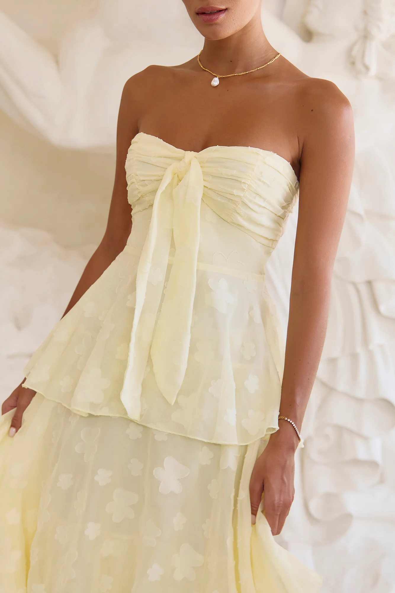 Higher Skies Strapless Maxi Dress Yellow - Image 3