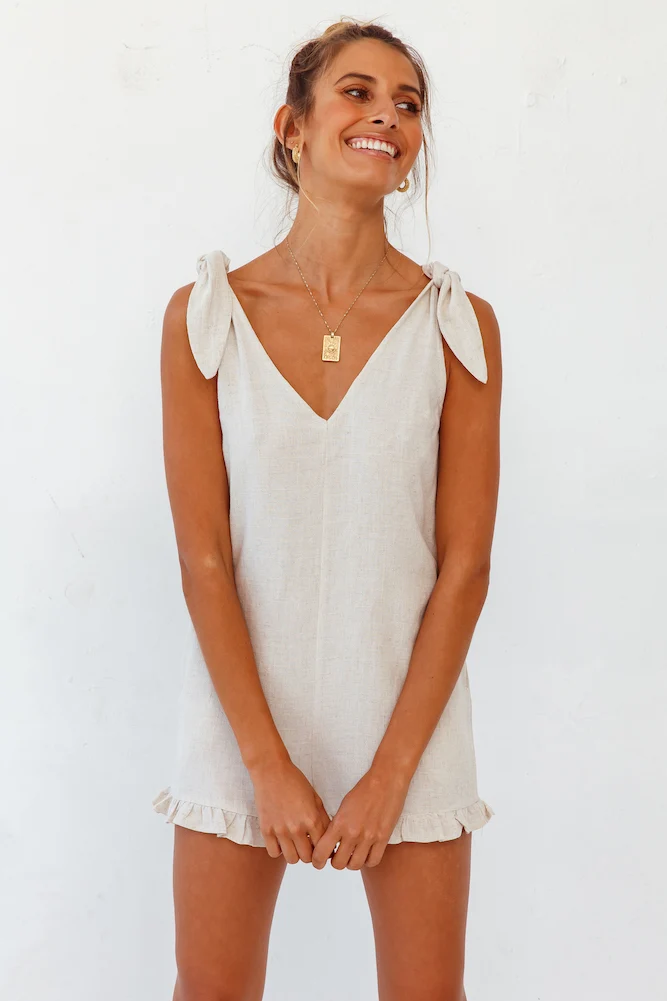 Iced Tea Romper Beige - Image 2