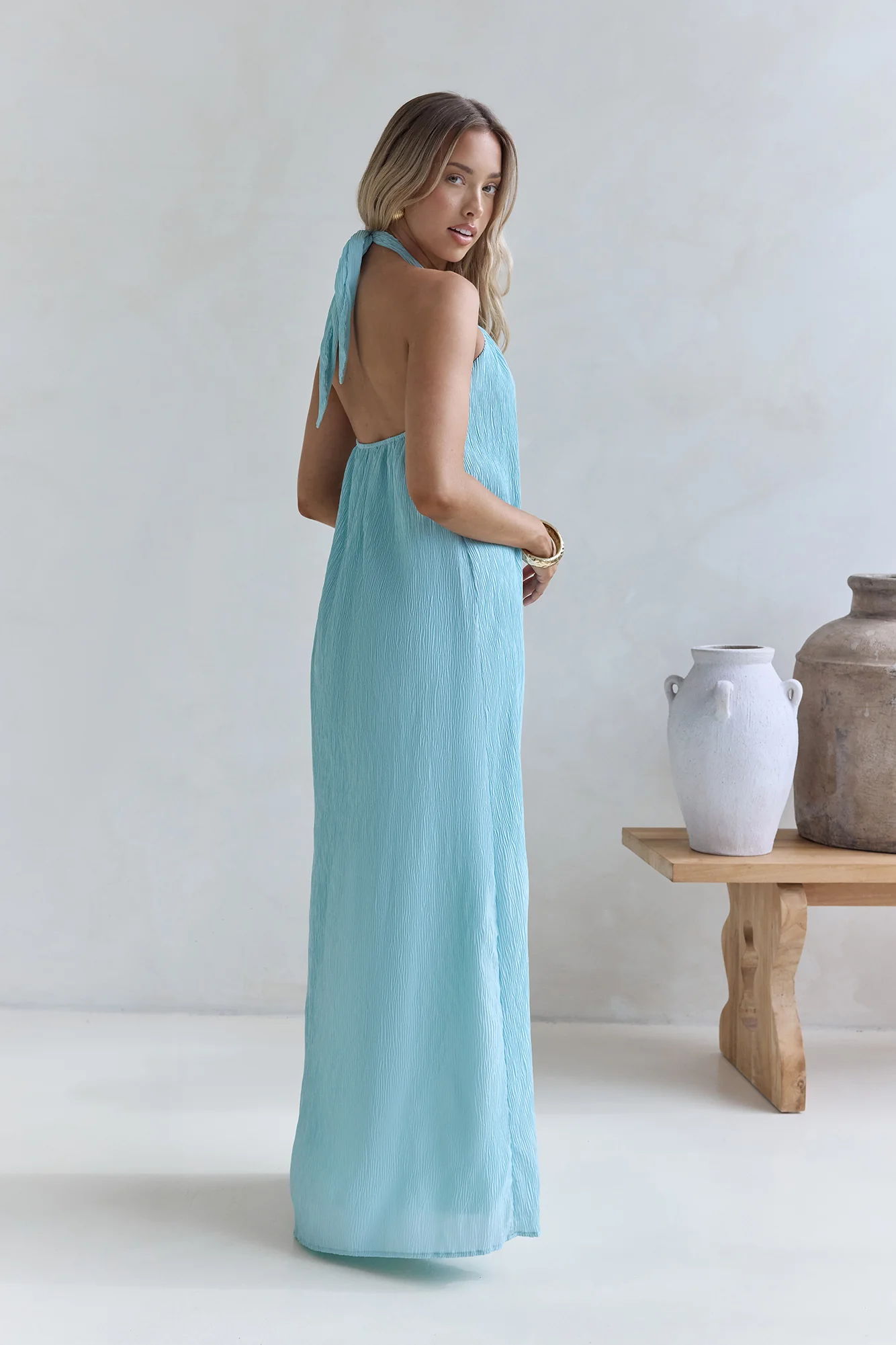 Isle Of Chic Halter Maxi Dress Aqua - Image 6