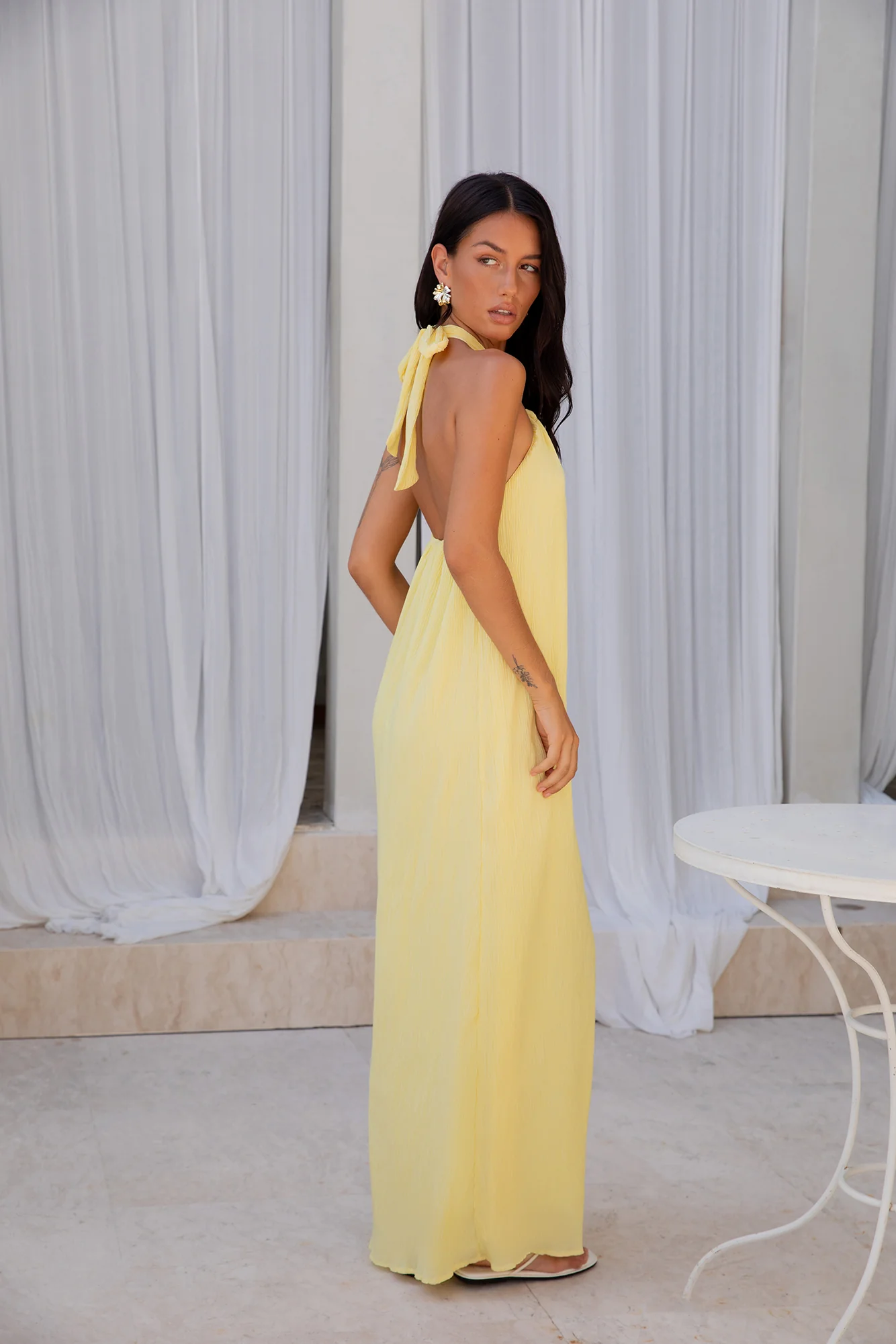 Isle Of Chic Halter Maxi Dress Yellow - Image 7