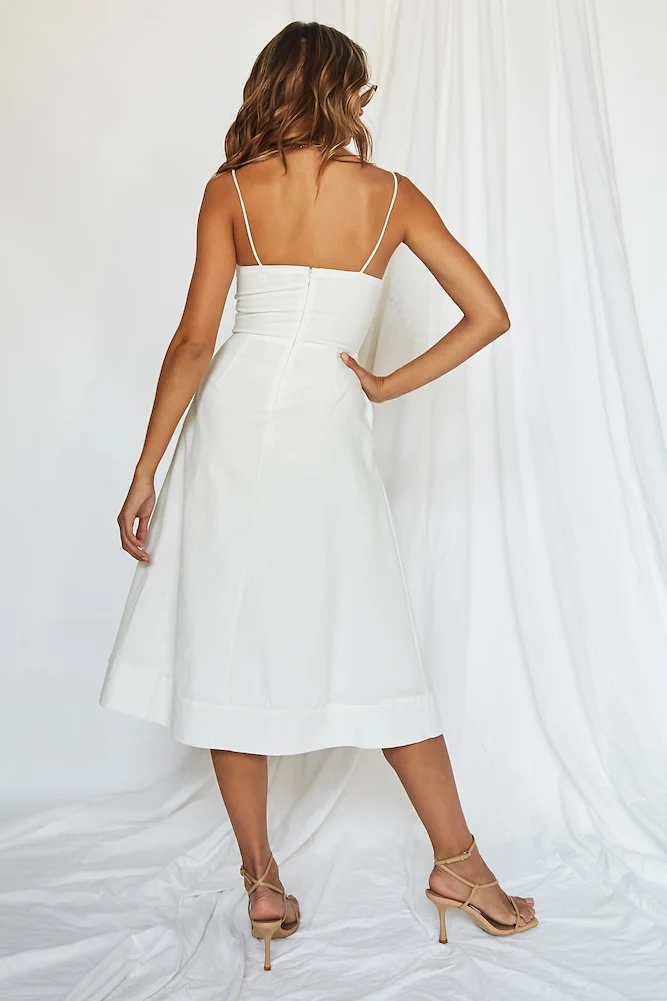 Italian Vacay Midi Dress White - Image 4