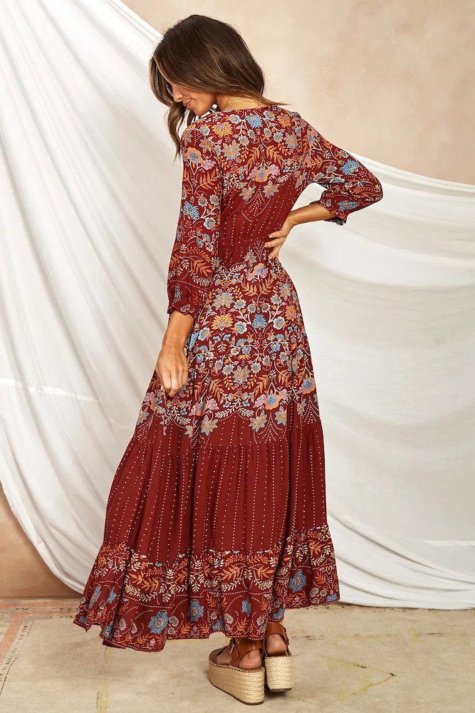 Jewel Of The Sea Maxi Dress Rust - Image 5