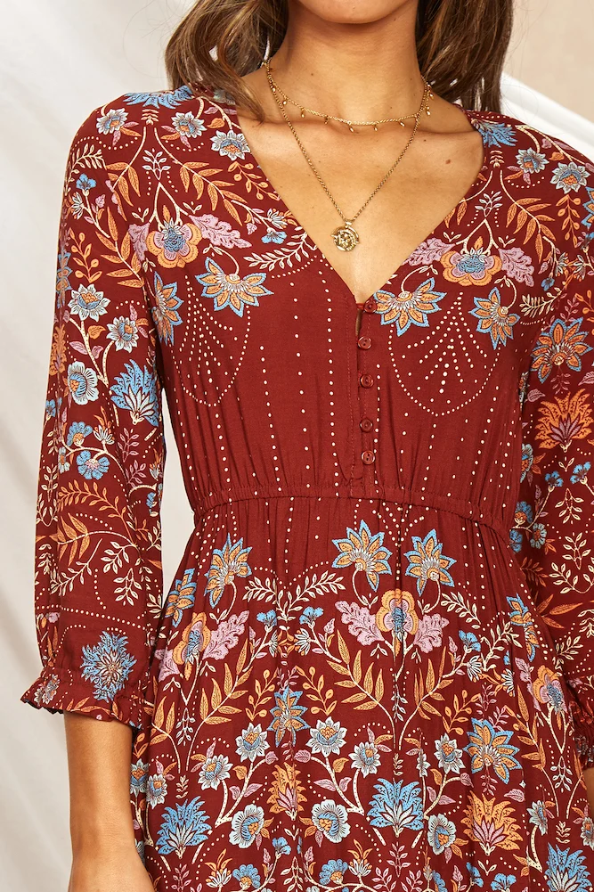 Jewel Of The Sea Maxi Dress Rust - Image 7