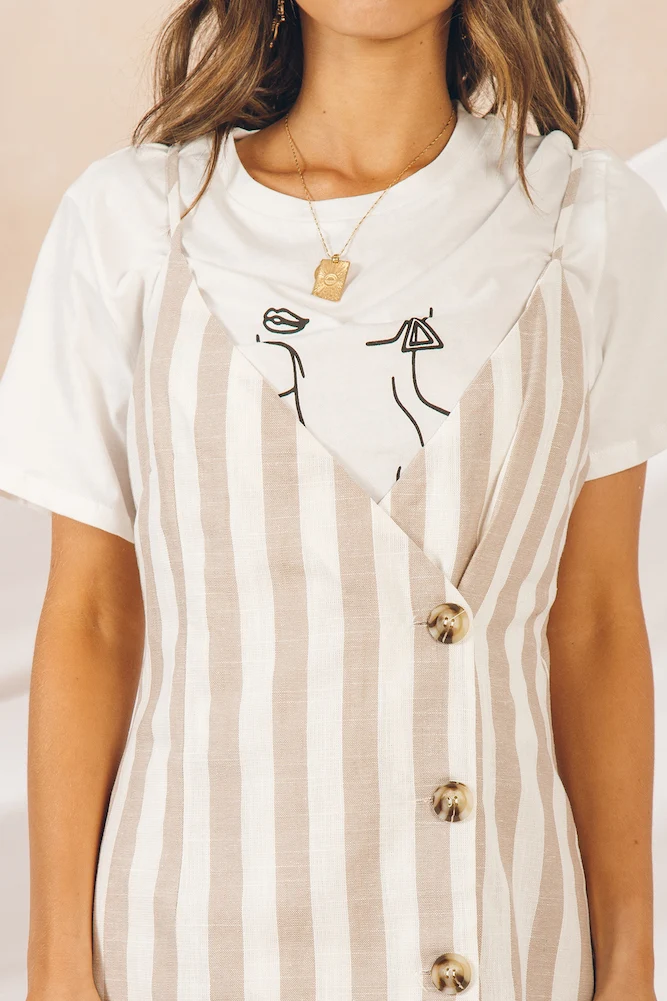 Keep Wondering Dress Beige - Image 6
