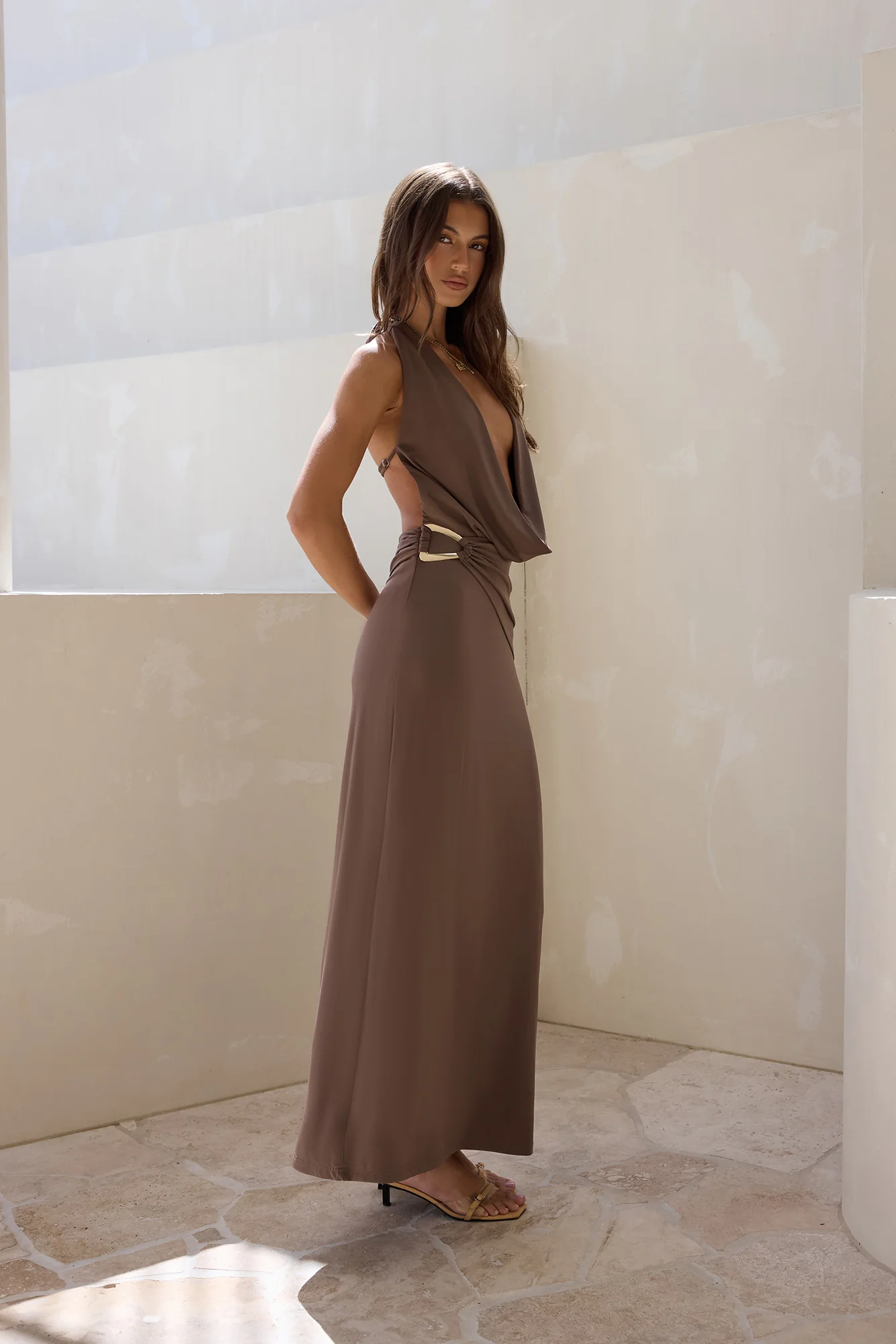 Kiss Journeys Halter Maxi Dress Brown - Image 8
