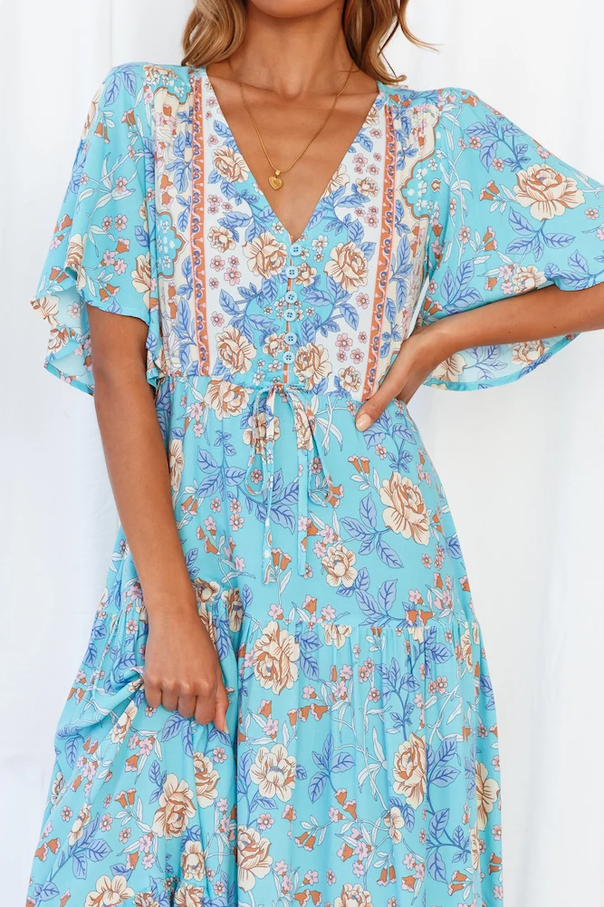 Kiss On The East Coast Midi Dress Aqua - Image 6
