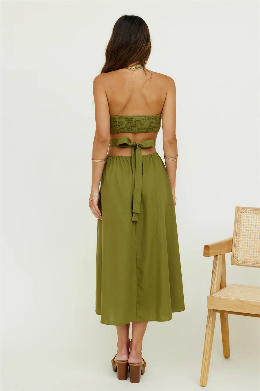 Left Of Field Maxi Dress Olive - Image 8