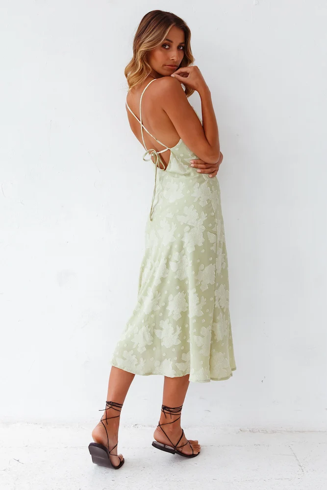 Leora Midi Dress Green - Image 8