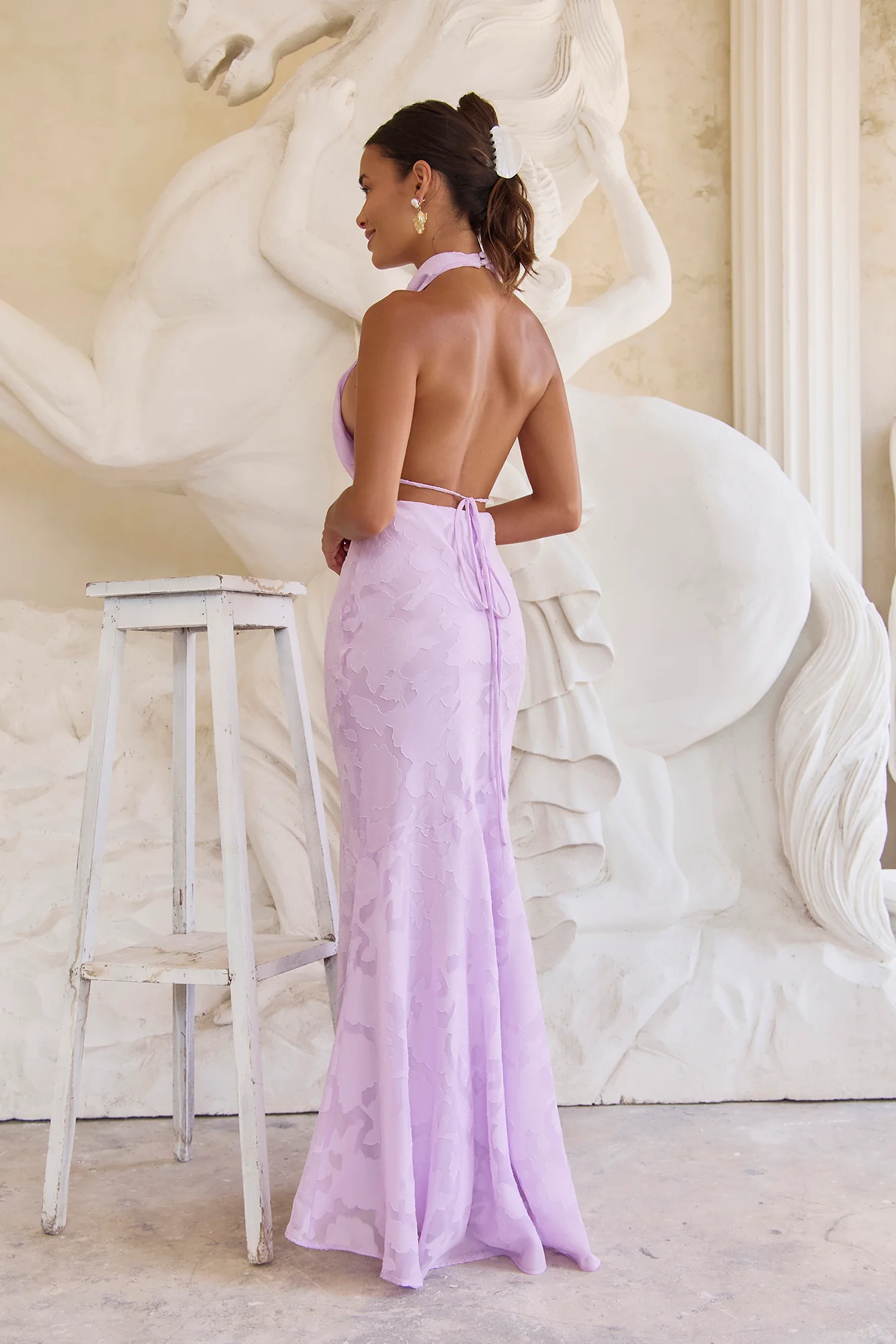 Letters Of Love Halter Maxi Dress Lilac - Image 6