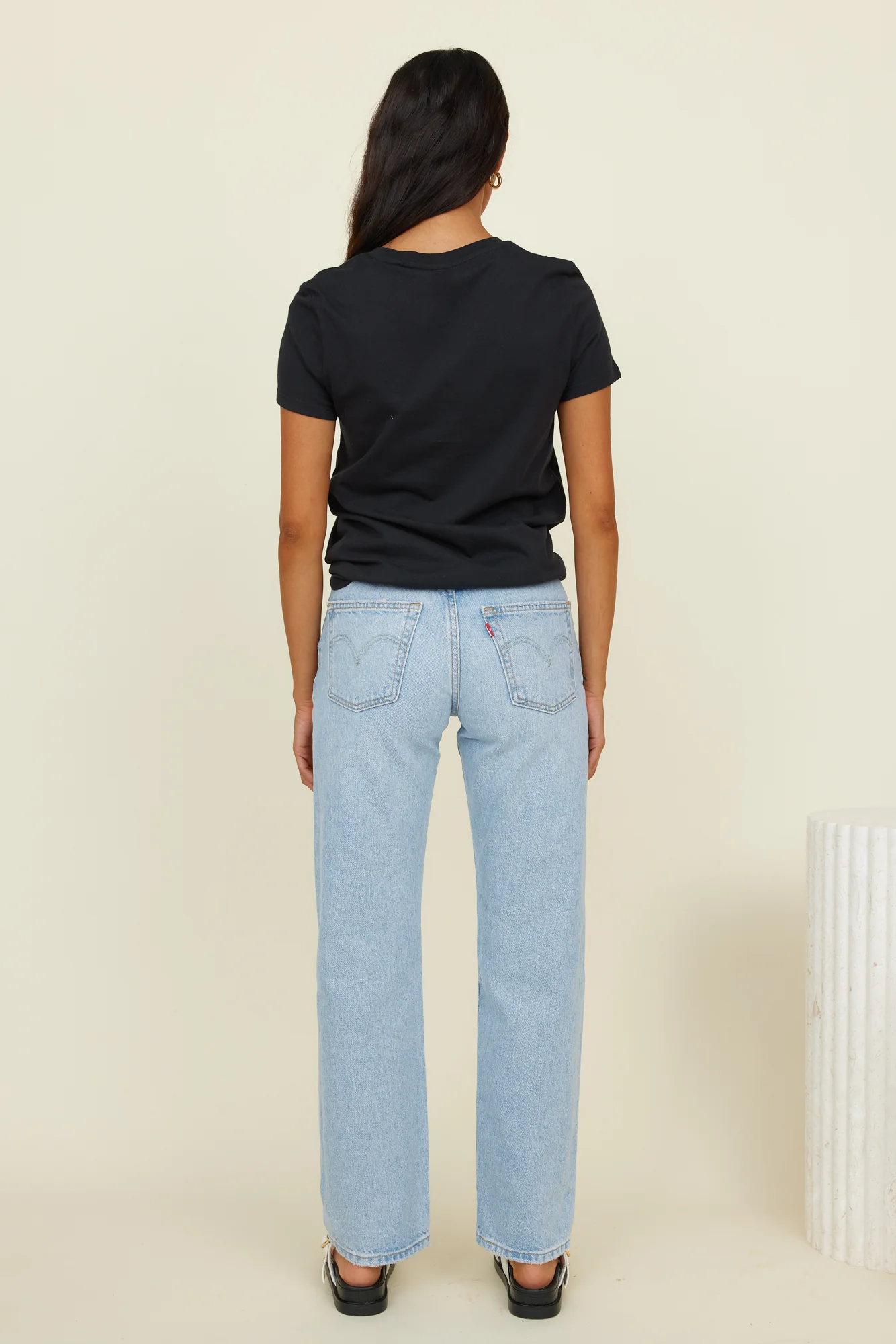 LEVI'S Logo Perfect T-Shirt Large Batwing Black - Image 7