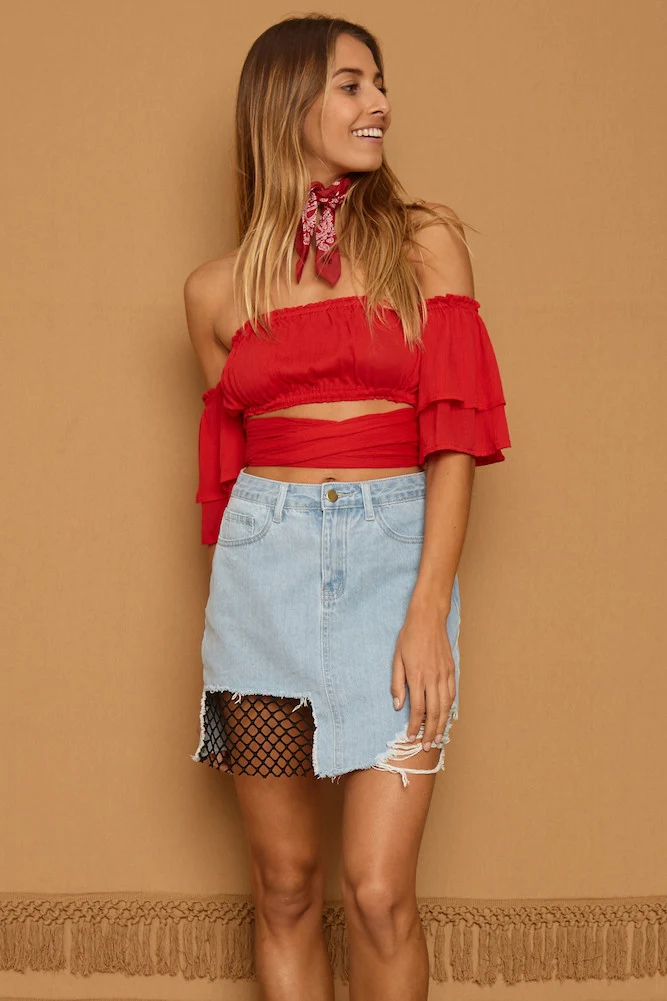 Lily Fields Crop Top Red - Image 3