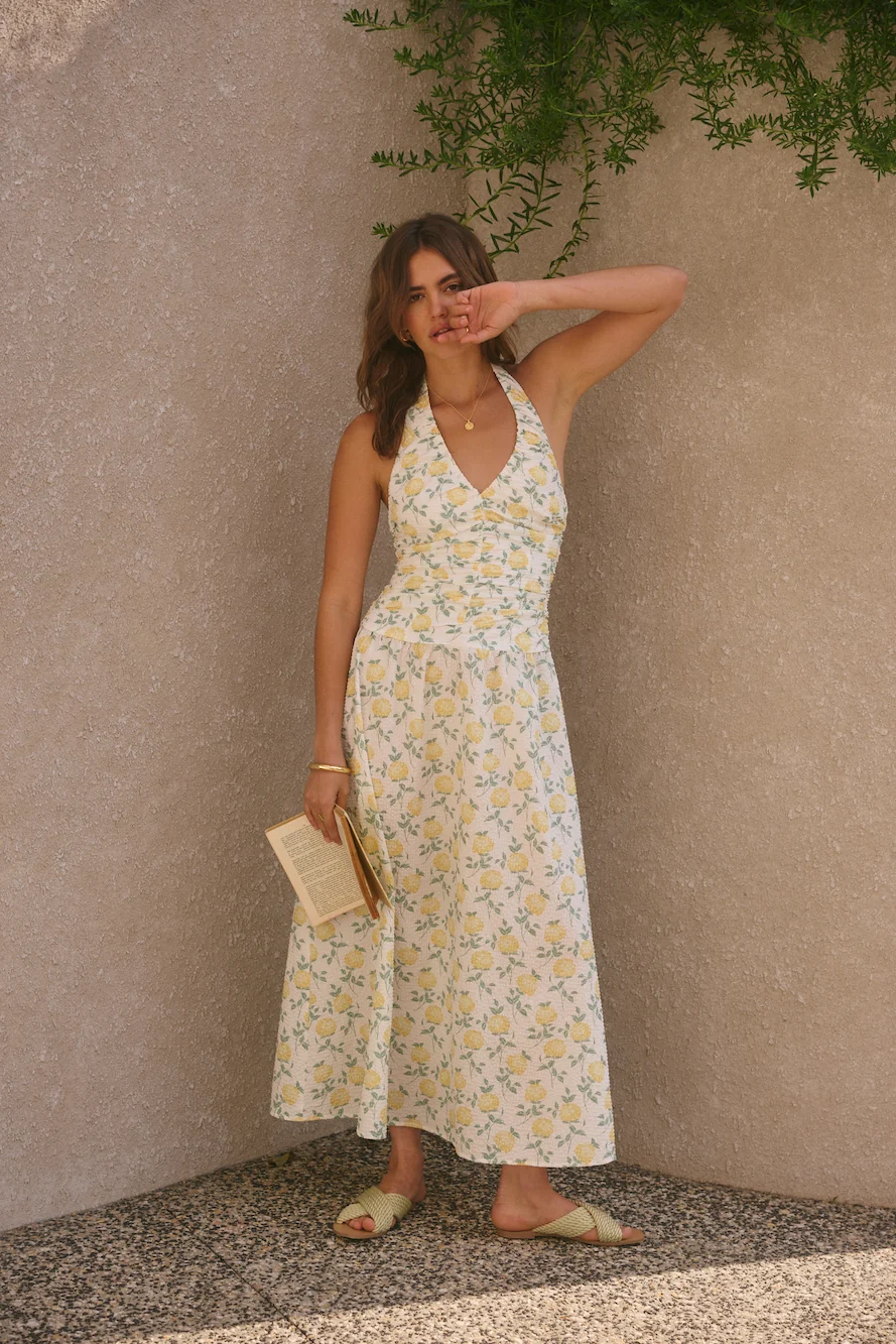 Limoncello Halter Maxi Dress Yellow - Image 3