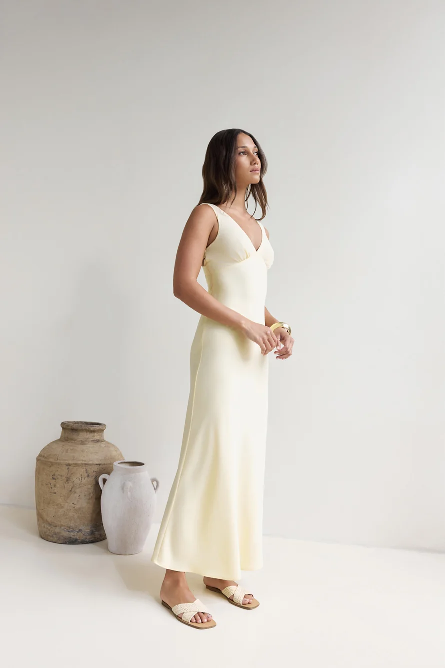 Lost In Daydreams Satin Maxi Dress Yellow - Image 7
