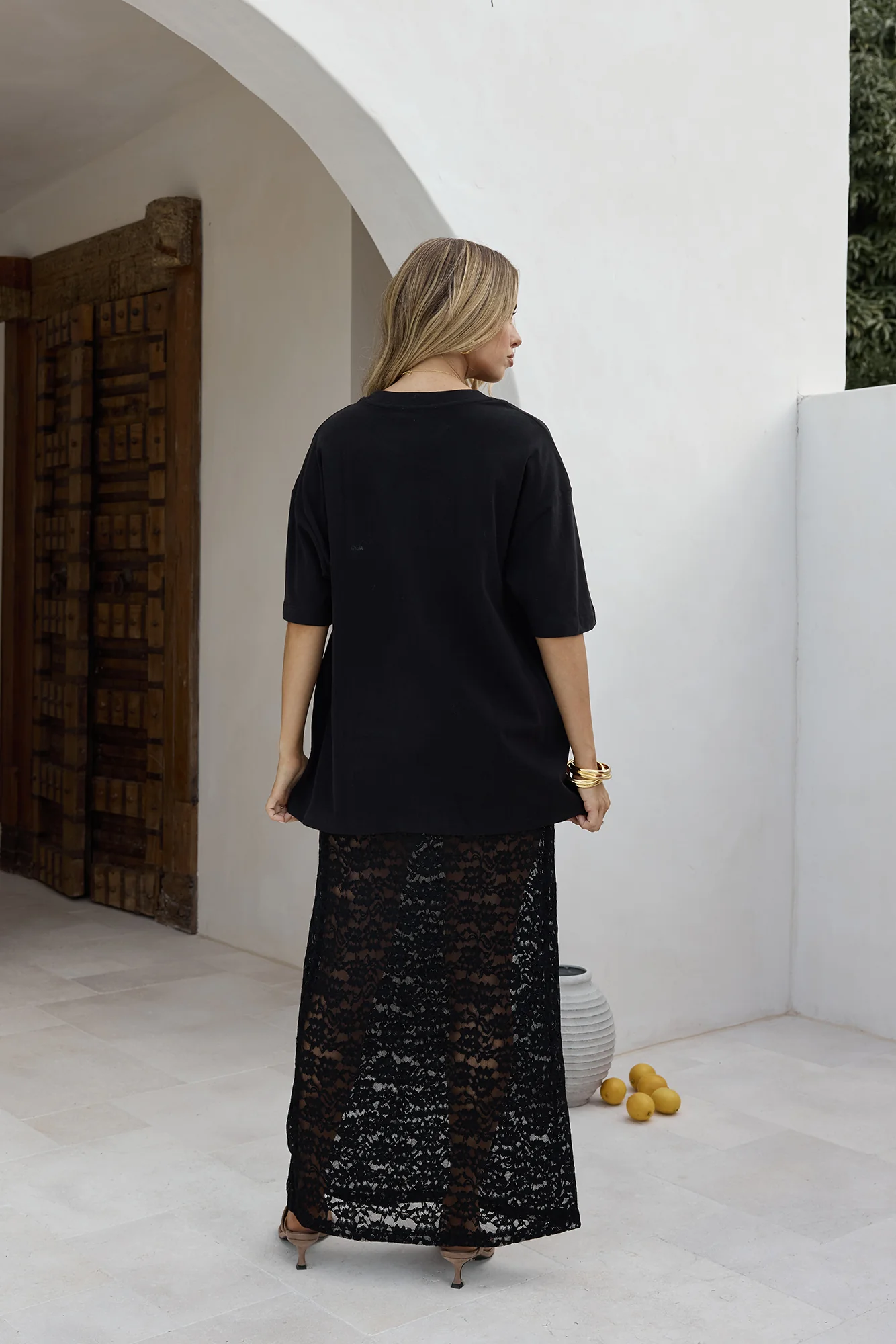 Lover Of The Moon Lace Maxi Skirt Black - Image 2