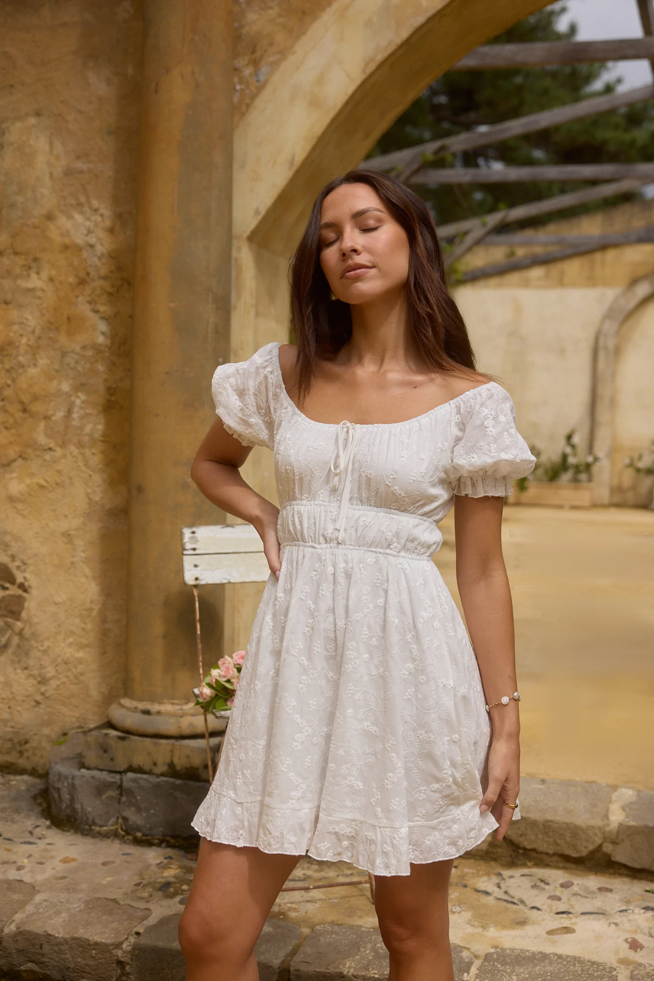 Lullaby of Lilies Mini Dress White - Image 3
