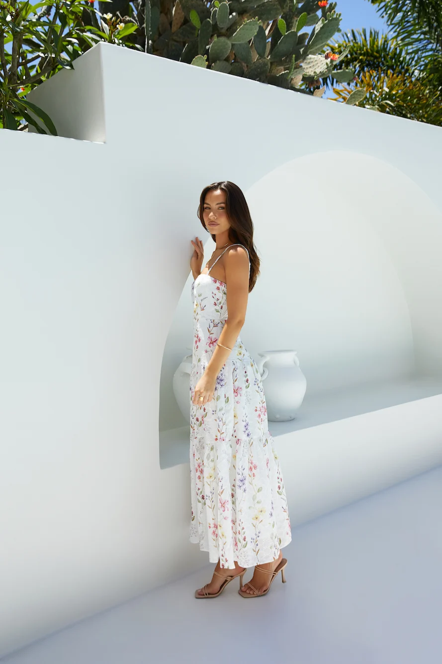 Luminous Field Floral Maxi Dress White - Image 5